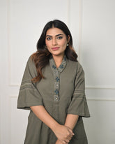 How can we not work on something that you all desperately wanted. One of the finest Cotton Slub and bold shade of Collar embroidery Co-Ord set